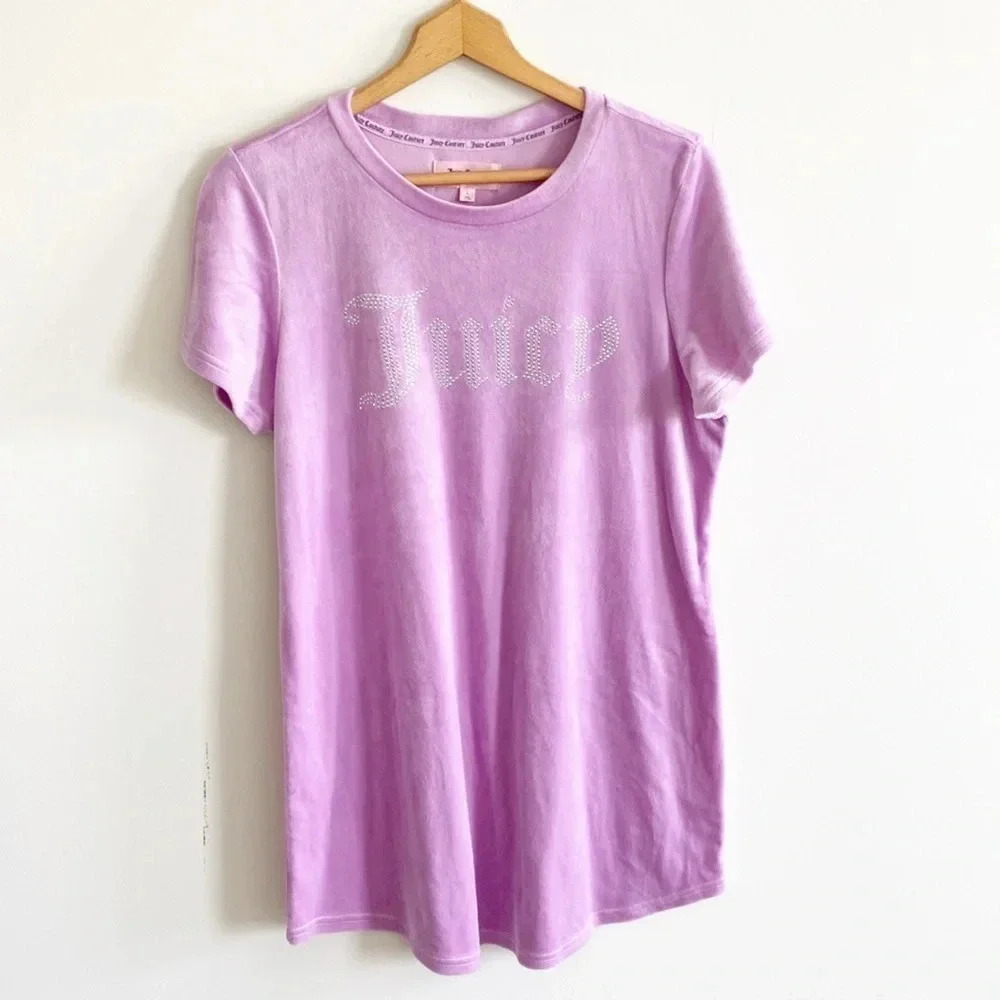 Juicy couture purple bling velour short sleeve sleep top